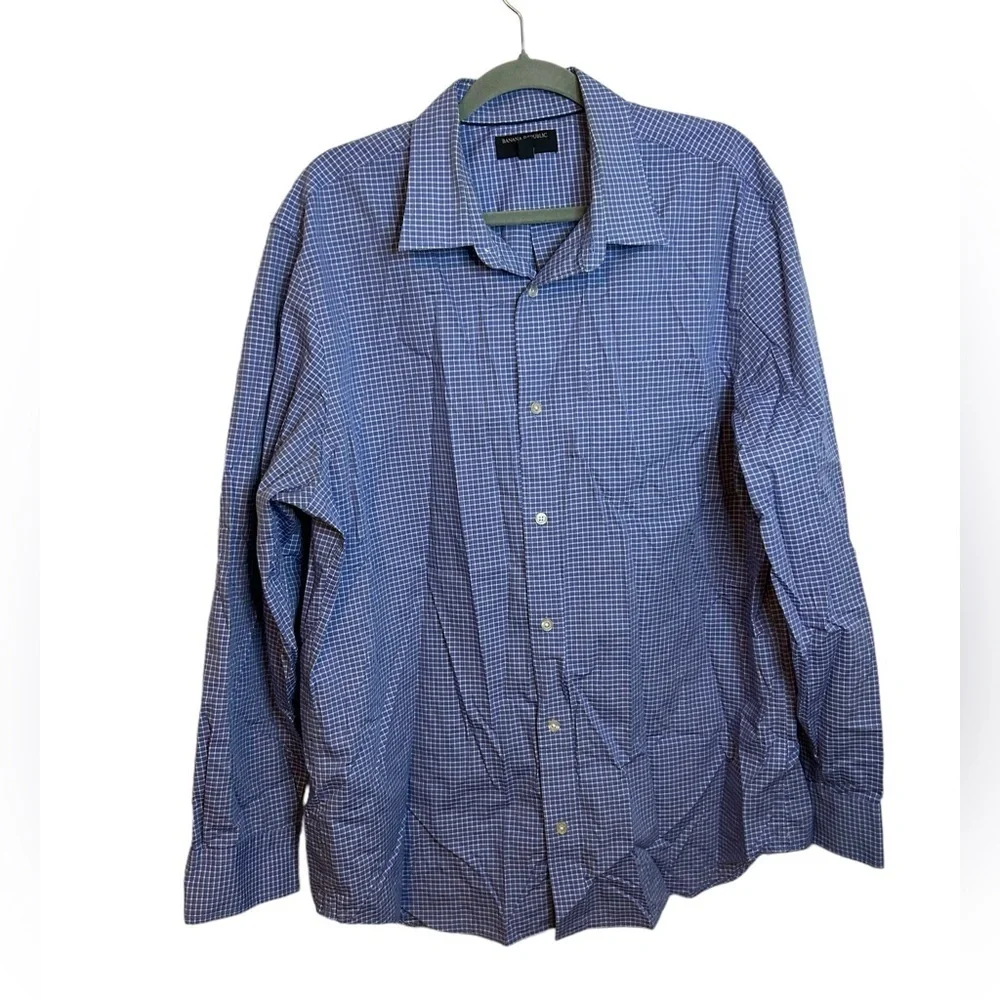 Banana Republic Blue & White Graph Check Dress Shirt